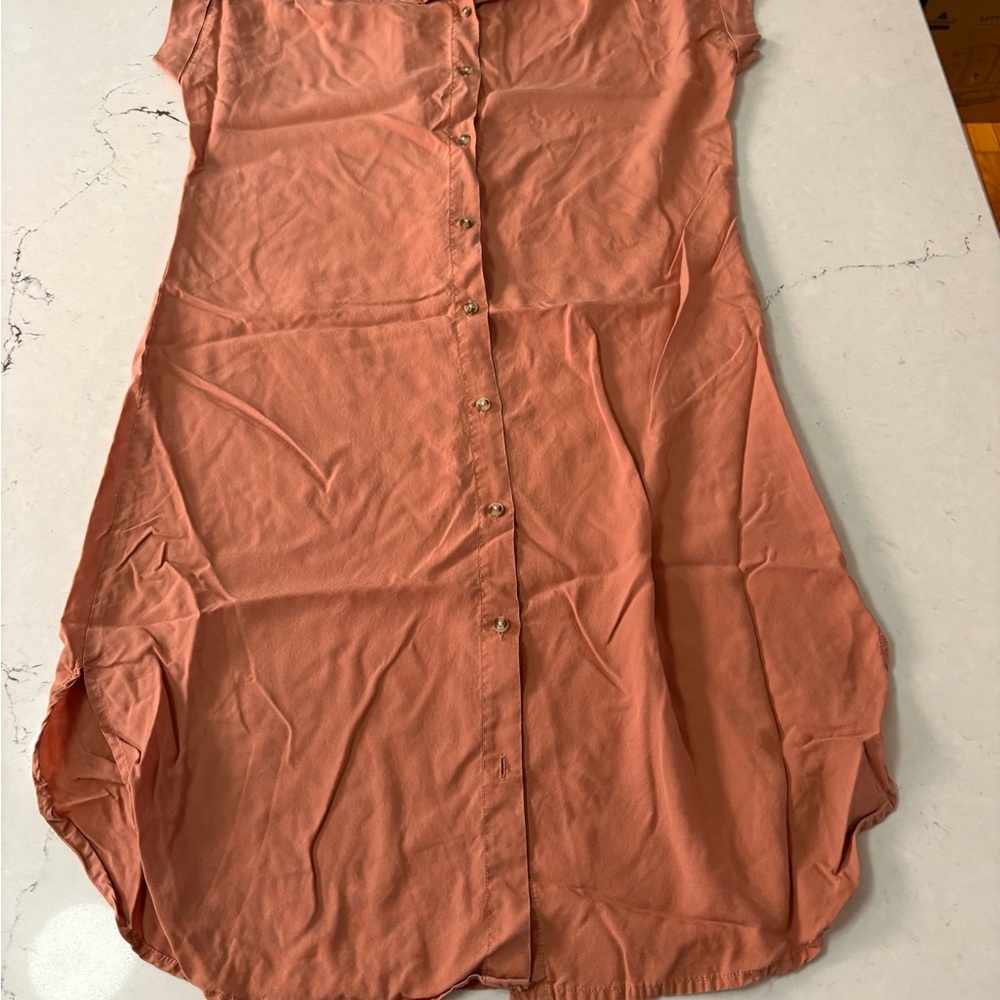 Thread + Supply Orange 100% Tencel Button Up Dress Size S Work Travel Capsule